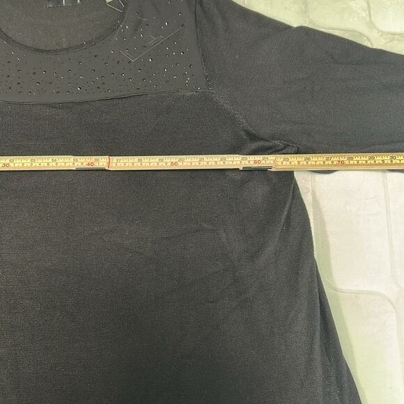 T Tahari Woman Plus Size Tunic 2X Mesh Rhinestones Long Sleeve Soft Stretchy Top - Picture 7 of 9